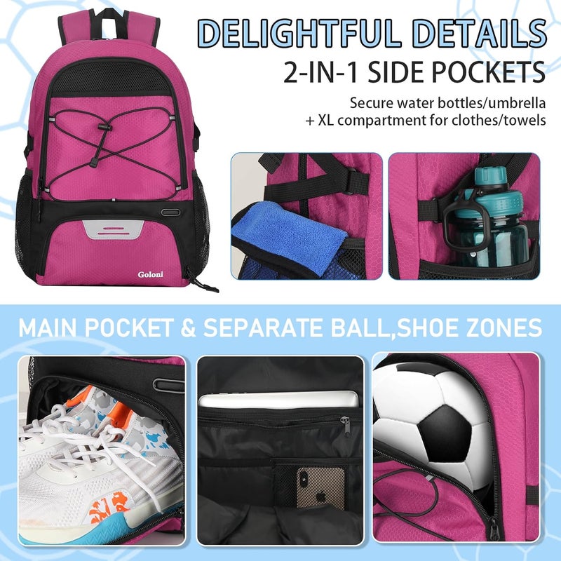 Goloni Soccer Backpack with Ball Holder - 30L Lightweight Water-Resistant Sports Bag for Men & Women, Ideal Football Equipment Backpack for Basketball Volleyball Training & Matches - Image 4